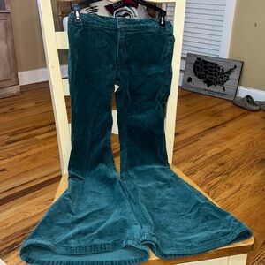 Rock N Roll cowgirl green corderoy bell bottoms. Girl size 15